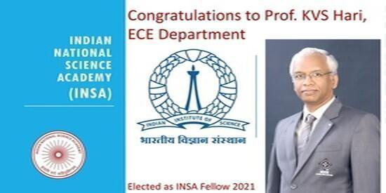 Congratulations to Prof. KVS Hari, ECE Department –  Elected as INSA Fellow 2021